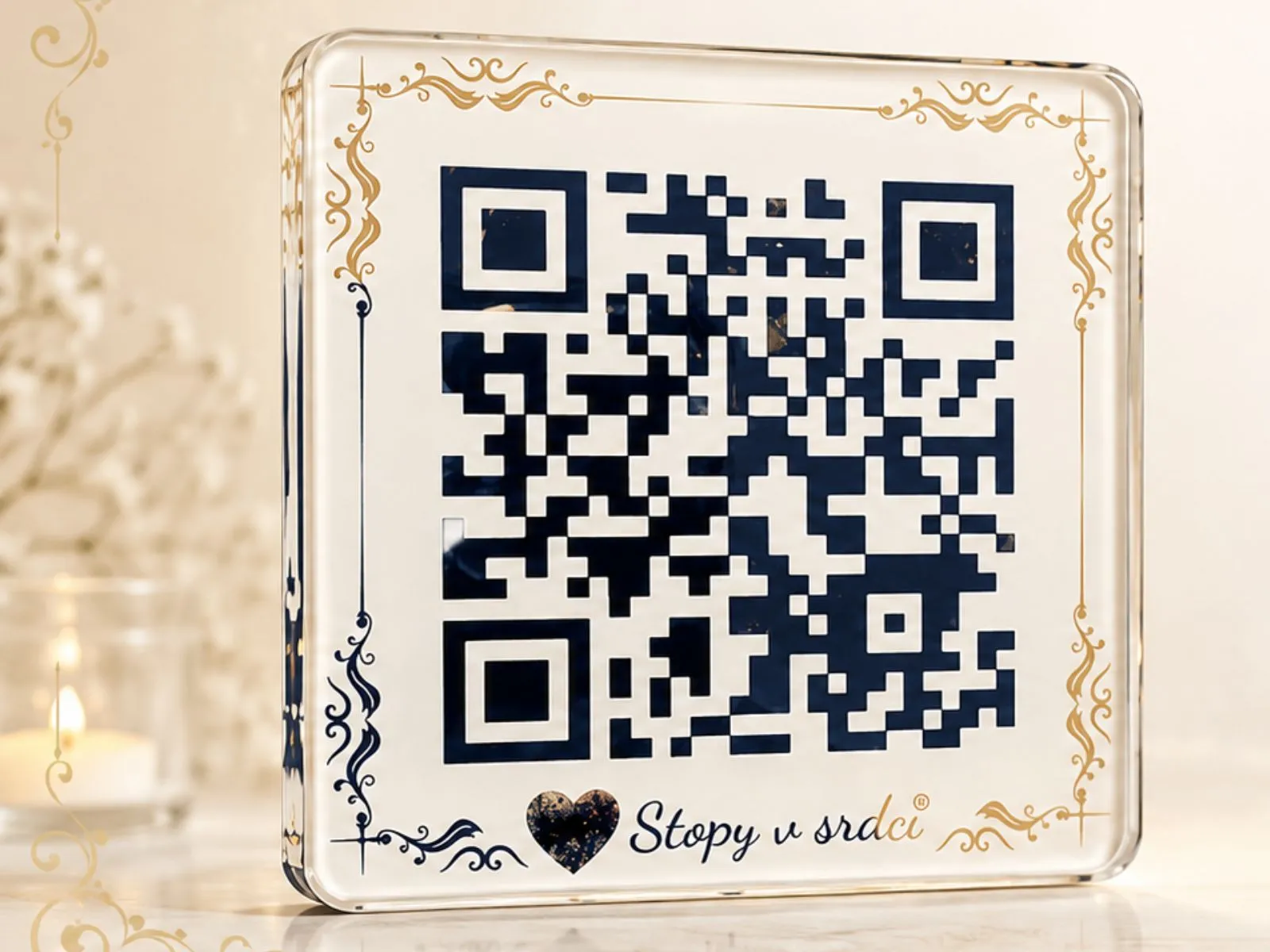 Skleněný QR kód na náhrobek – předaktivovaný, pietní provedení